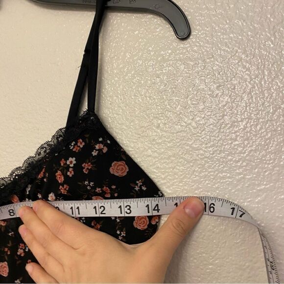 Black floral print Mesh Dress Lace whimsy goth romantic slip skater juniors S - Picture 6 of 13